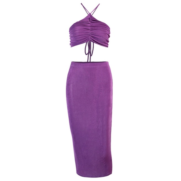 Crop Top & Midi Skirt Set 'Selena Set' Bodycon Stretch - Picture 1 of 11